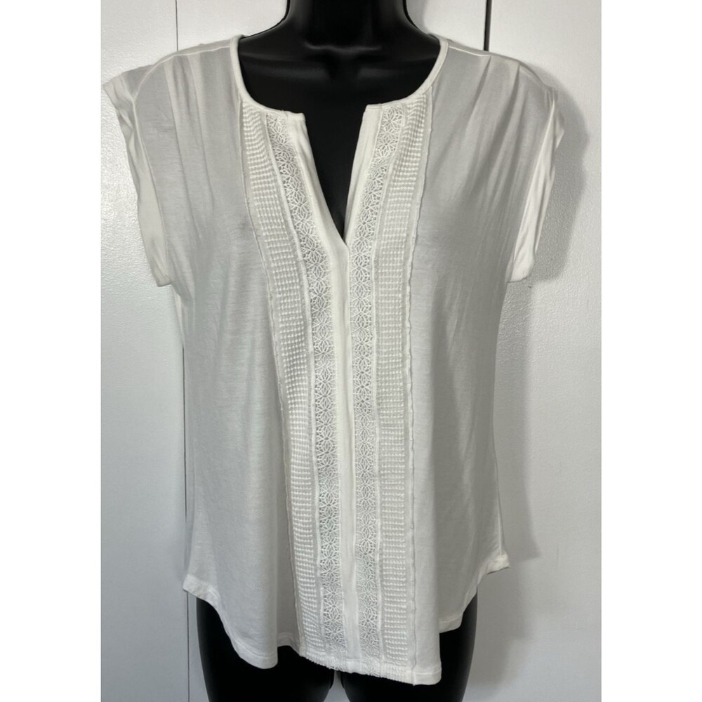 Cable & Gauge White V-neck Sleeveless Top Size Small